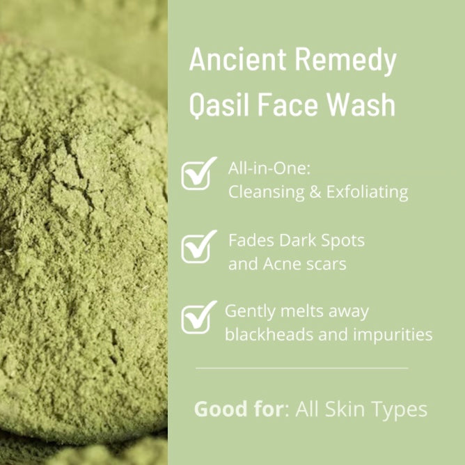 Qasil Powder Face Mask 2oz + Yara Pink Roll-On Oil Perfume 10ml | Natural Skincare & Fragrance Set